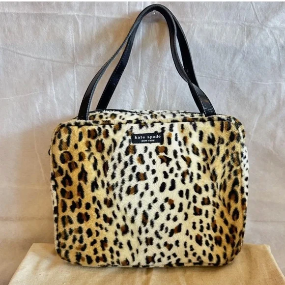 Vintage Kate Spade Faux Fur Leopard Print Mini Handbag - Picture 5 of 16